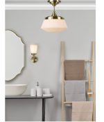 Caden Semi Flush Antique Brass Opal Glass IP44 - Image 4