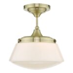 Caden Semi Flush Antique Brass Opal Glass IP44