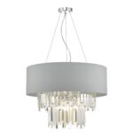 Halle 6lt Pendant Grey & Crystal Cw Shade