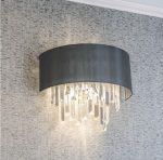 Halle Wall Light Grey & Crystal Cw Shade - Image 2