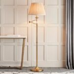 Stanford Antique Brass Swing Arm Floor & Beige Shade - Image 2