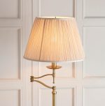 Stanford Antique Brass Swing Arm Floor & Beige Shade - Image 3