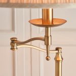 Stanford Antique Brass Swing Arm Floor & Beige Shade - Image 4