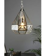 Laura Ashley Zaria Pendant Polished Silver Glass - Image 3