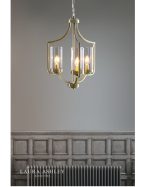 Laura Ashley Joseph 3lt Chandelier Antique Brass Glass - Image 4