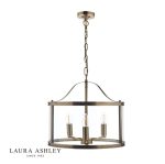 Laura Ashley Harrington 3lt Pendant Antique Brass Glass