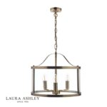 Laura Ashley Harrington 3lt Pendant Antique Brass Glass