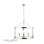 Laura Ashley Harrington 3lt Pendant Polished Nickel Glass