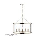 Laura Ashley Harrington 5lt Pendant Polished Nickel Glass