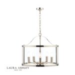 Laura Ashley Harrington 5lt Pendant Polished Nickel Glass