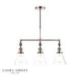 Laura Ashley Isaac 3lt Bar Pendant Satin Nickel Glass