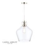 Laura Ashley Rye Pendant Polished Nickel Clear Glass