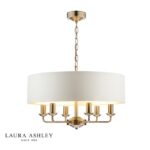 Laura Ashley Sorrento 6lt Pendant Antique Brass With Ivory Shade