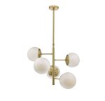 Bombazine 5lt Pendant Natural Brass & Opal Glass