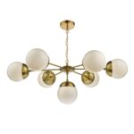 Bombazine 7lt Pendant Natural Brass & White Opal Glass
