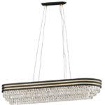 Gold & Matt Black 11lt Crystal Oblong Pendant