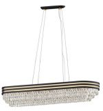 Gold & Matt Black 11lt Crystal Oblong Pendant