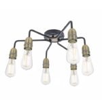 Kiefer 6lt Flush Black & Antique Brass