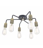 Kiefer 6lt Flush Black & Antique Brass