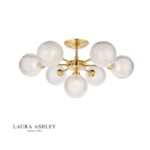 Laura Ashley Atherton 7lt Semi Flush Satin Brass Glass