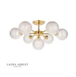 Laura Ashley Atherton 7lt Semi Flush Satin Brass Glass