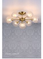 Laura Ashley Atherton 7lt Semi Flush Satin Brass Glass - Image 3