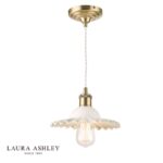 Laura Ashley Beca Small Pendant White Ceramic Antique Brass