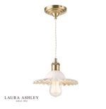 Laura Ashley Beca Small Pendant White Ceramic Antique Brass