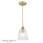 Laura Ashley Callaghan Pendant Antique Brass Ribbed Glass