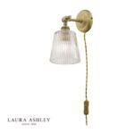 Laura Ashley Callaghan Plugged Wall Light Antique Brass Ribbed Glass