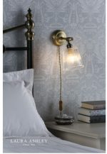 Laura Ashley Callaghan Plugged Wall Light Antique Brass Ribbed Glass - Image 3