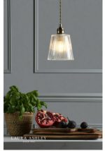 Laura Ashley Callaghan Pendant Antique Brass Ribbed Glass - Image 4