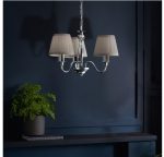 Laura Ashley Ellis 3lt Pendant Polished Chrome With Shades - Image 3