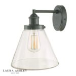 Laura Ashley Isaac Outdoor Wall Light Charcoal Glass IP44