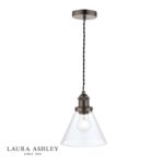 Laura Ashley Isaac Pendant Industrial Nickel Glass