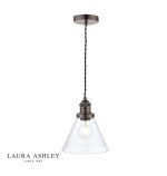 Laura Ashley Isaac Pendant Industrial Nickel Glass