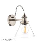Laura Ashley Isaac Wall Light Satin Nickel Glass