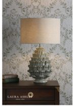 Laura Ashley Olwen Ceramic Table Lamp Grey With Shade - Image 4