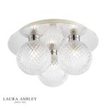 Laura Ashley Prague 3lt Flush Bathroom Light Glass Polished Chrome IP44