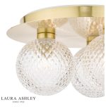 Laura Ashley Prague 3lt Flush Bathroom Light Glass Satin Brass IP44 - Image 3