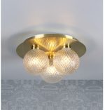 Laura Ashley Prague 3lt Flush Bathroom Light Glass Satin Brass IP44 - Image 4