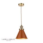 Laura Ashley Rufus Pendant Antique Brass Orange
