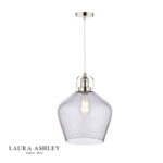 Laura Ashley Rye Pendant Polished Nickel Smoked Glass