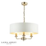 Laura Ashley Sorrento 3lt Pendant Antique Brass With Ivory Shade