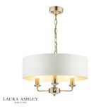 Laura Ashley Sorrento 3lt Pendant Antique Brass With Ivory Shade