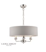 Laura Ashley Sorrento 3lt Pendant Polished Nickel With Silver Shade