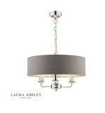 Laura Ashley Sorrento 3lt Pendant Polished Nickel With Charcoal Shade