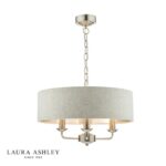 Laura Ashley Sorrento 3lt Pendant Brushed Chrome With Natural Shade