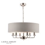 Laura Ashley Sorrento 6lt Pendant Polished Nickel With Silver Shade