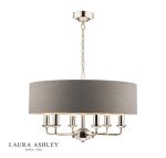 Laura Ashley Sorrento 6lt Pendant Polished Nickel With Charcoal Shade